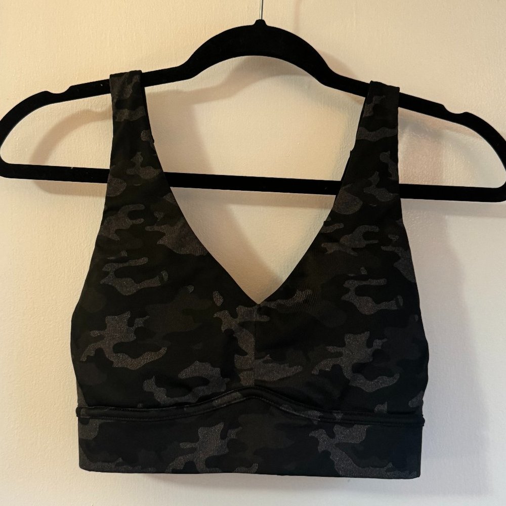 Fabletics Sporty Camouflage Black and Gray Women's Sports Bra Size XS